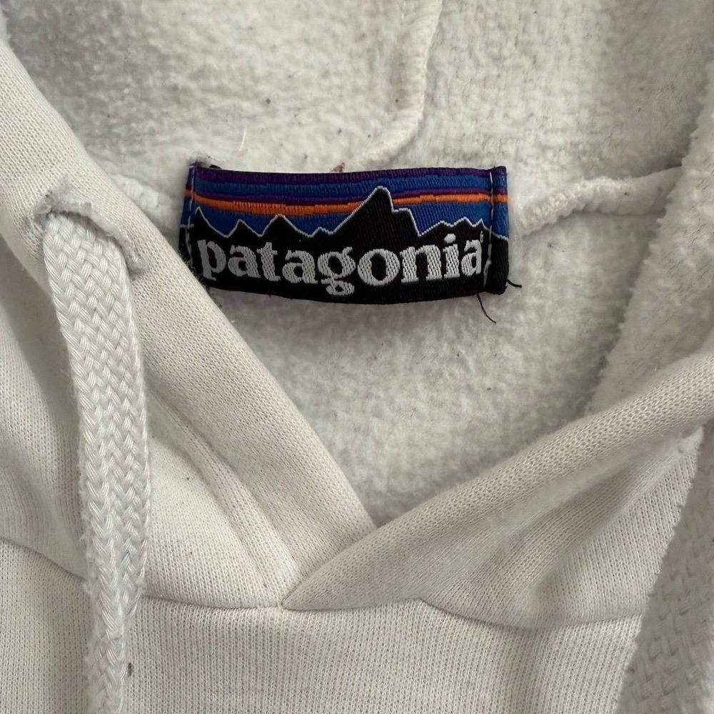 Patagonia P-6 Logo Responsibili-Tee Hoodie White Pullover Sweatshirt Mens Large - Picture 5 of 9